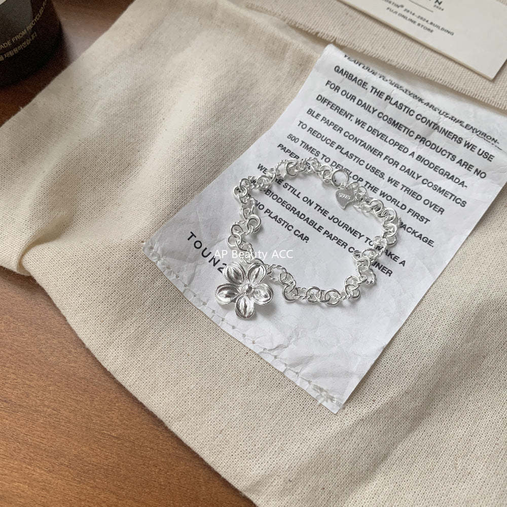 A관 - 플라워 펜던트 체인 925 실버 팔찌 [1509] 25.11-3