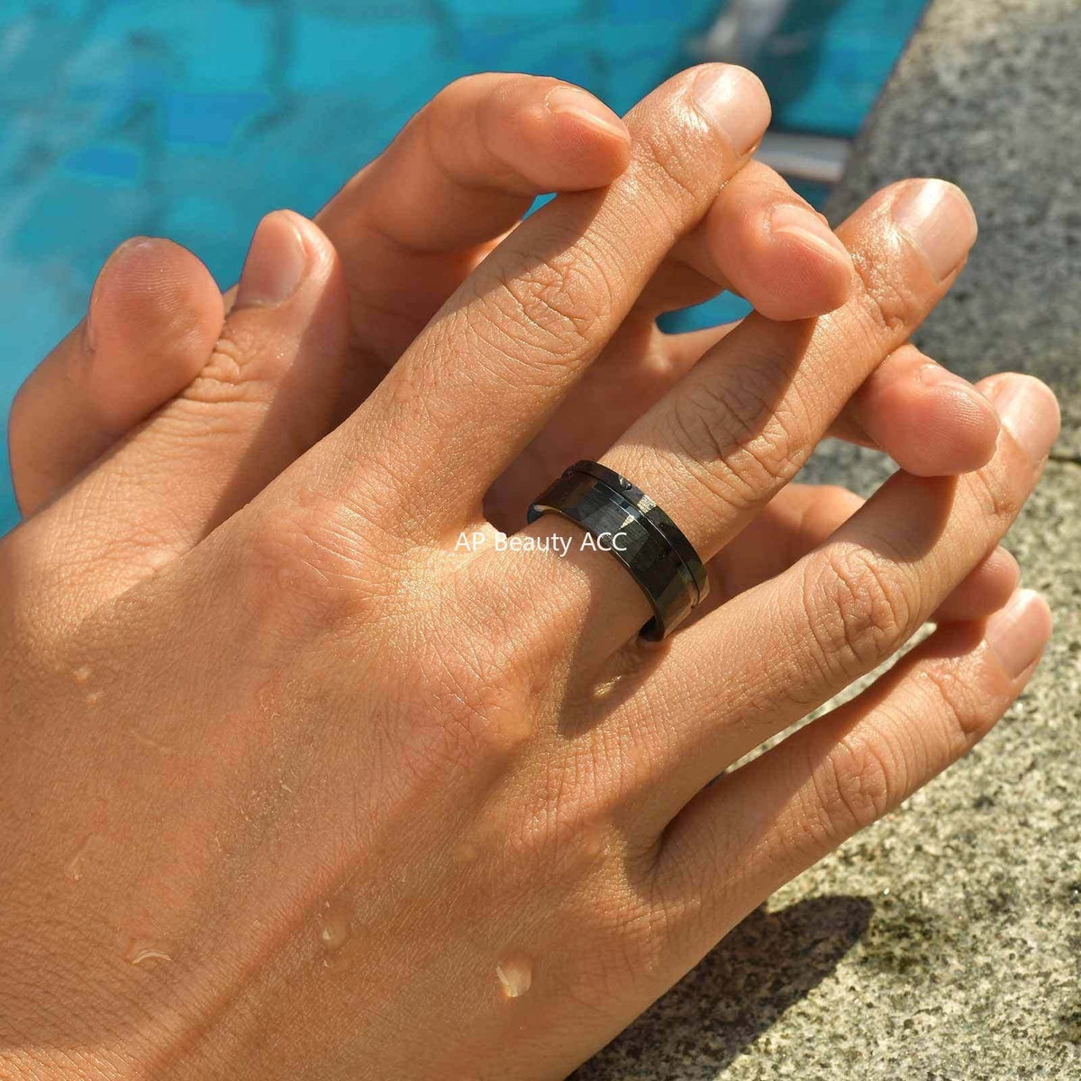 G관 - 텅스텐 스틸 8mm 샌딩 라인 반지 [TCR-104B07] 25.10-5