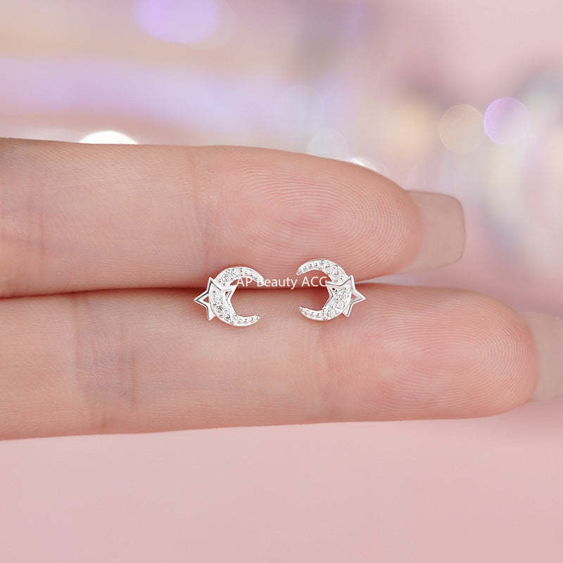 B관 - 999 실버 달 별 디자인 귀걸이 [YC4490E_1] 25.11-3