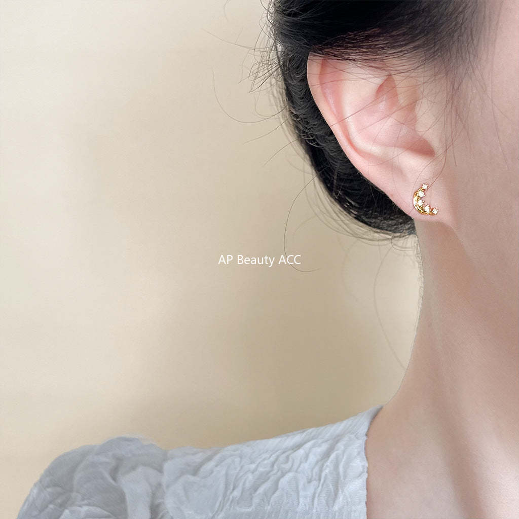 C관 - 미니 초승달 큐빅 은침 귀걸이 [4829] 25.02-1