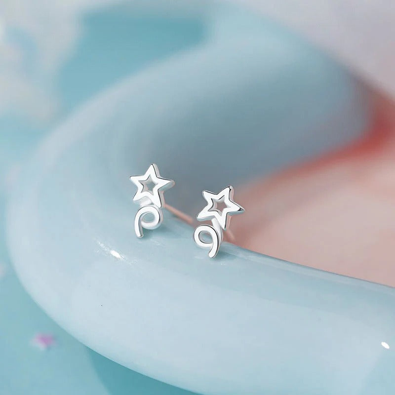 B관 - 925 실버 별 디자인 피어싱 귀걸이 반지 [YC3816R_1 YC3495E_1] 25.10-3