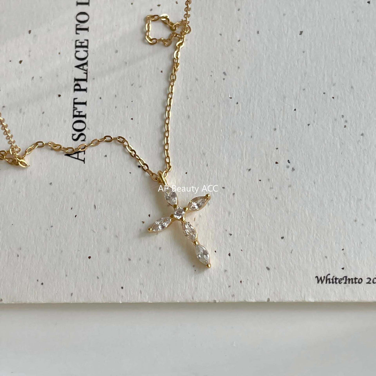 F관 - 925 실버 큐빅 십자가 펜던트 목걸이 [B1387] 25.11-4