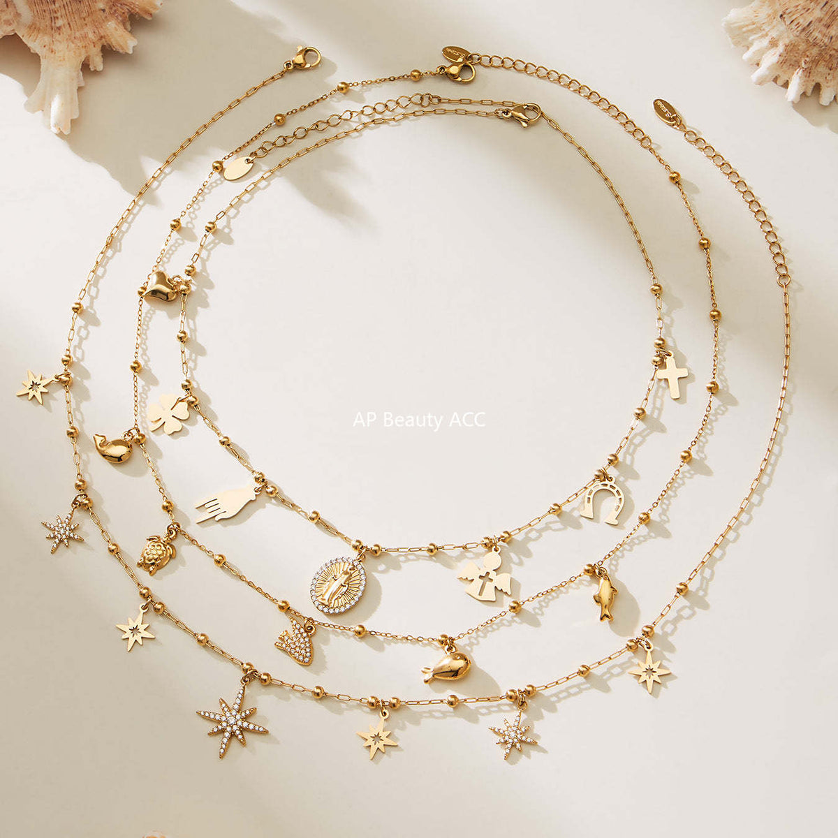 D관 - 스테인리스 스틸 진주 큐빅 펜던트 18K 도금 목걸이 [P732] 25.11-4