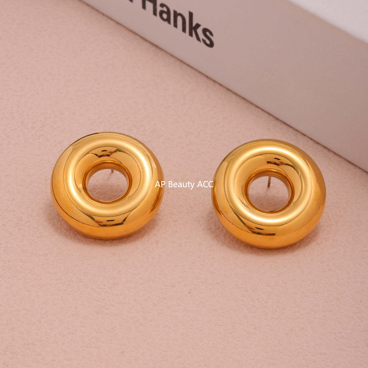 D관 - 스테인리스 스틸 18K 도금 도넛 링 귀걸이 [F1383] 25.05-3