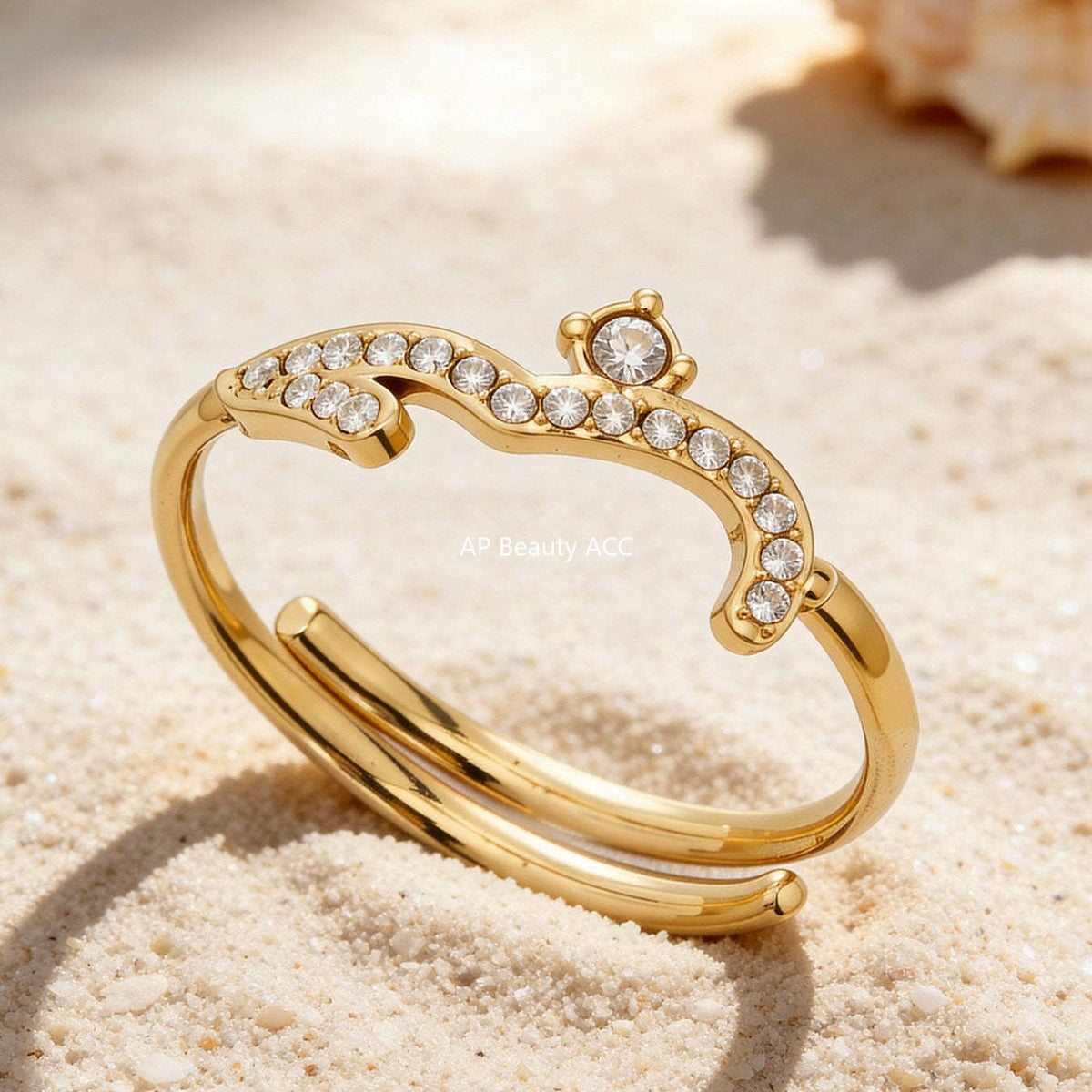D관 - 스테인리스 스틸 18K 도금 미니 큐빅 오픈형 반지 [A382-A-A622-A674] 25.12-3