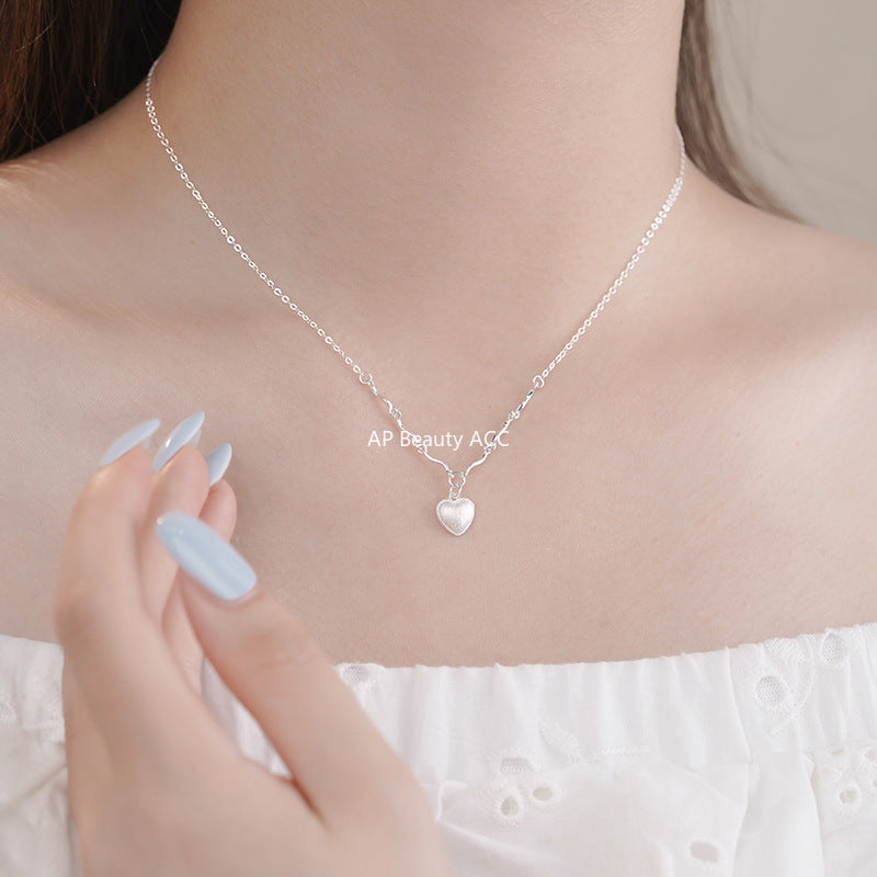 B관 - 999 실버 샌딩 하트 펜던트 목걸이 [YC2194N_1] 25.10-2