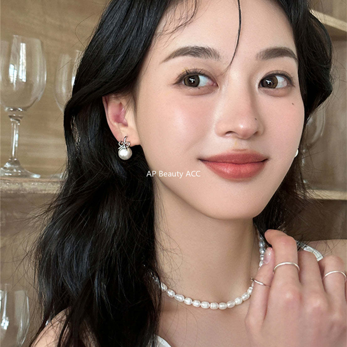 A관 - 925 은침 리본 진주 귀걸이 [EH-3703] 25.07-2