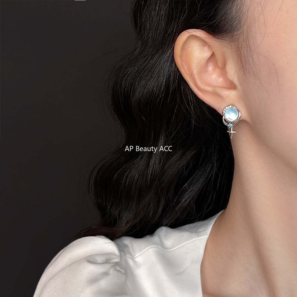 C관 - 925 은침 블루 레진 별 큐빅 귀걸이 [6267] 25.06-3