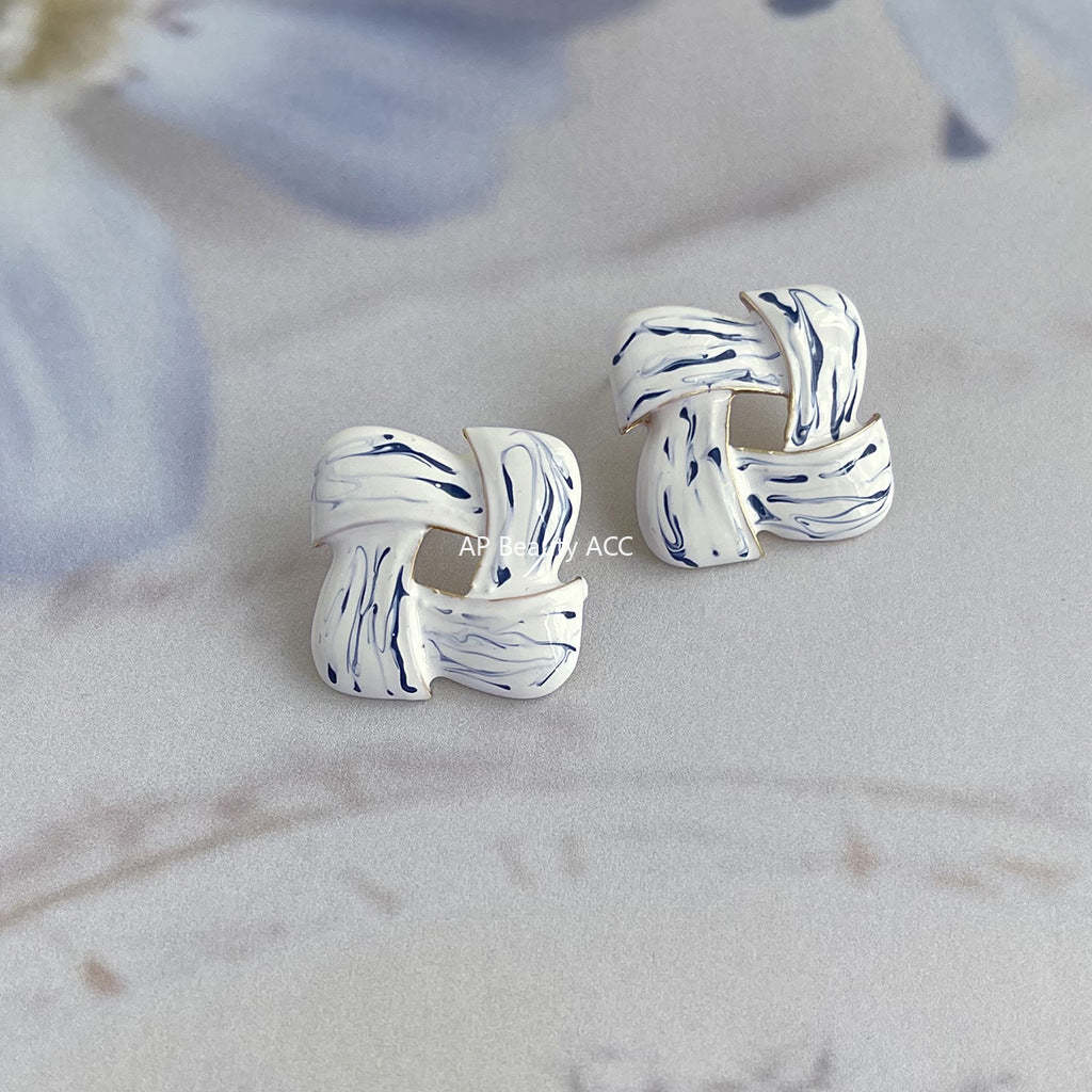 C관 - 청화백자 디자이너 독창적 인스타 감성 14K 도금 귀걸이 [4473-4476] 24.07-2