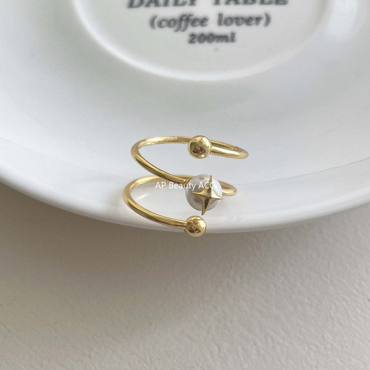 A관 - 925 실버 진주 사각별 회전 라인 디자인 반지 [JZ-0715] 25.10-5