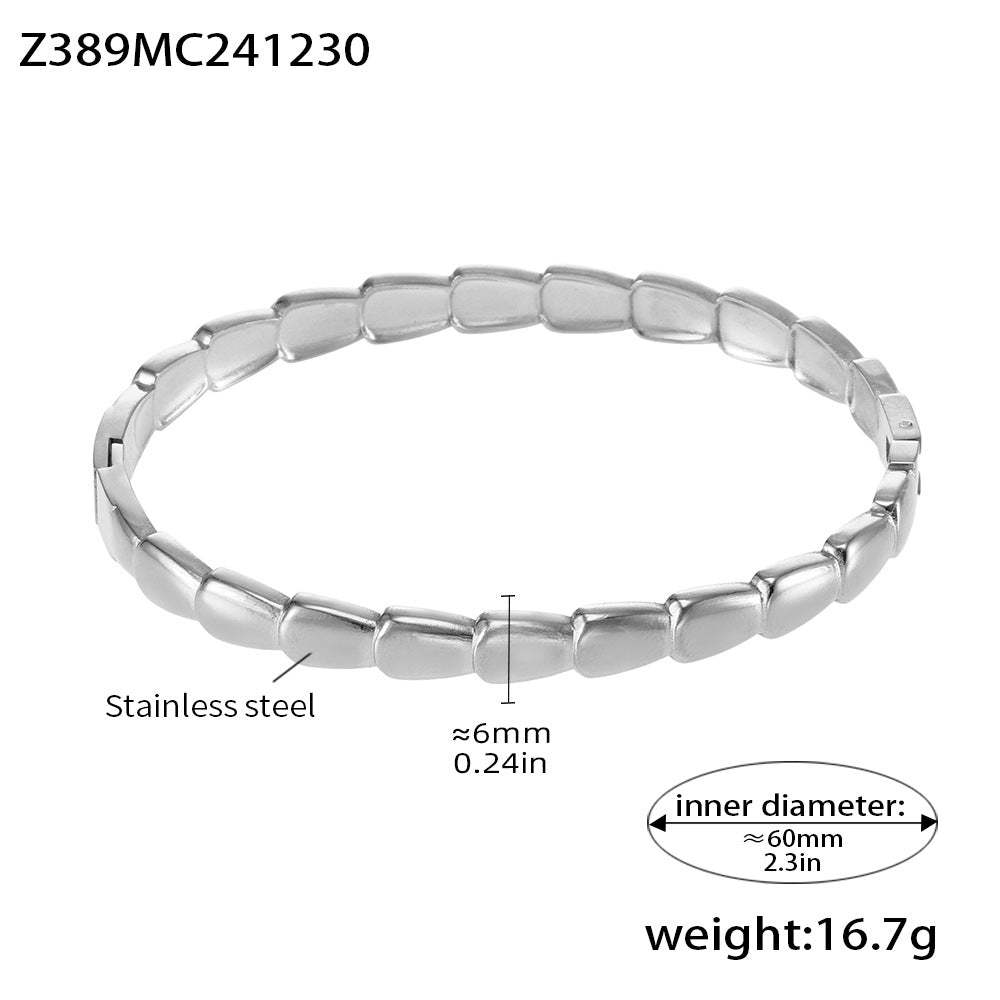 D관 - 기하학 패턴 버클 스테인리스 스틸 18K 도금 팔찌 [Z389] 25.01-1