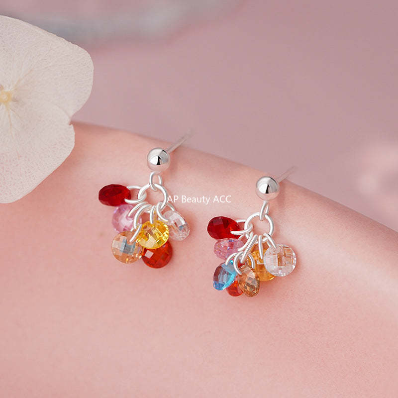 B관 - 925 실버 포도 컬러 큐빅 비즈 귀걸이 [YC4885E_2] 25.09-4
