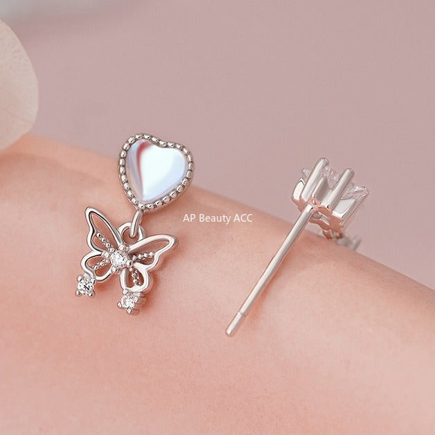 B관 - 925 실버 하트 별 나비 비대칭 귀걸이 [YC5980E_1] 25.11-1