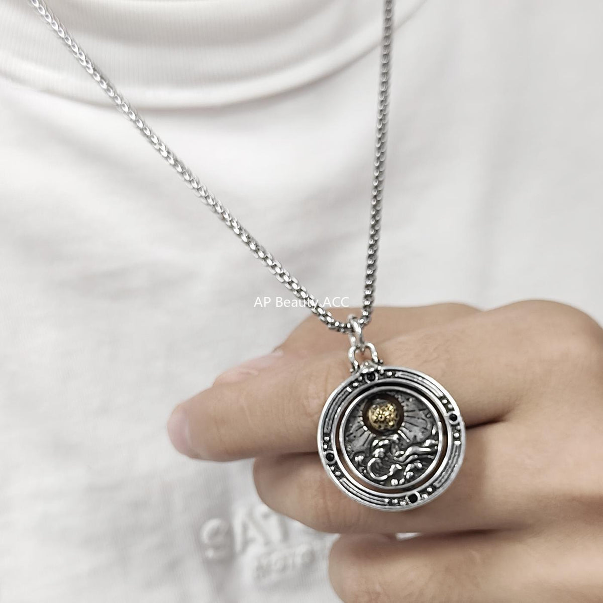 G관 - 빈티지 서약 회전 원형 펜던트 목걸이 [X1187] 25.09-4