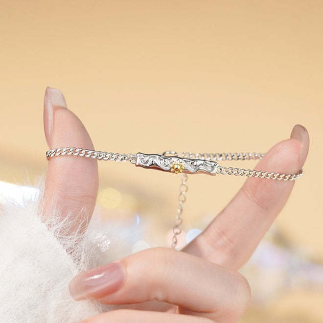 B관 - 925실버 용암 텍스처 달 별 커플 팔찌 [YC5153SL_1] 25.11-4