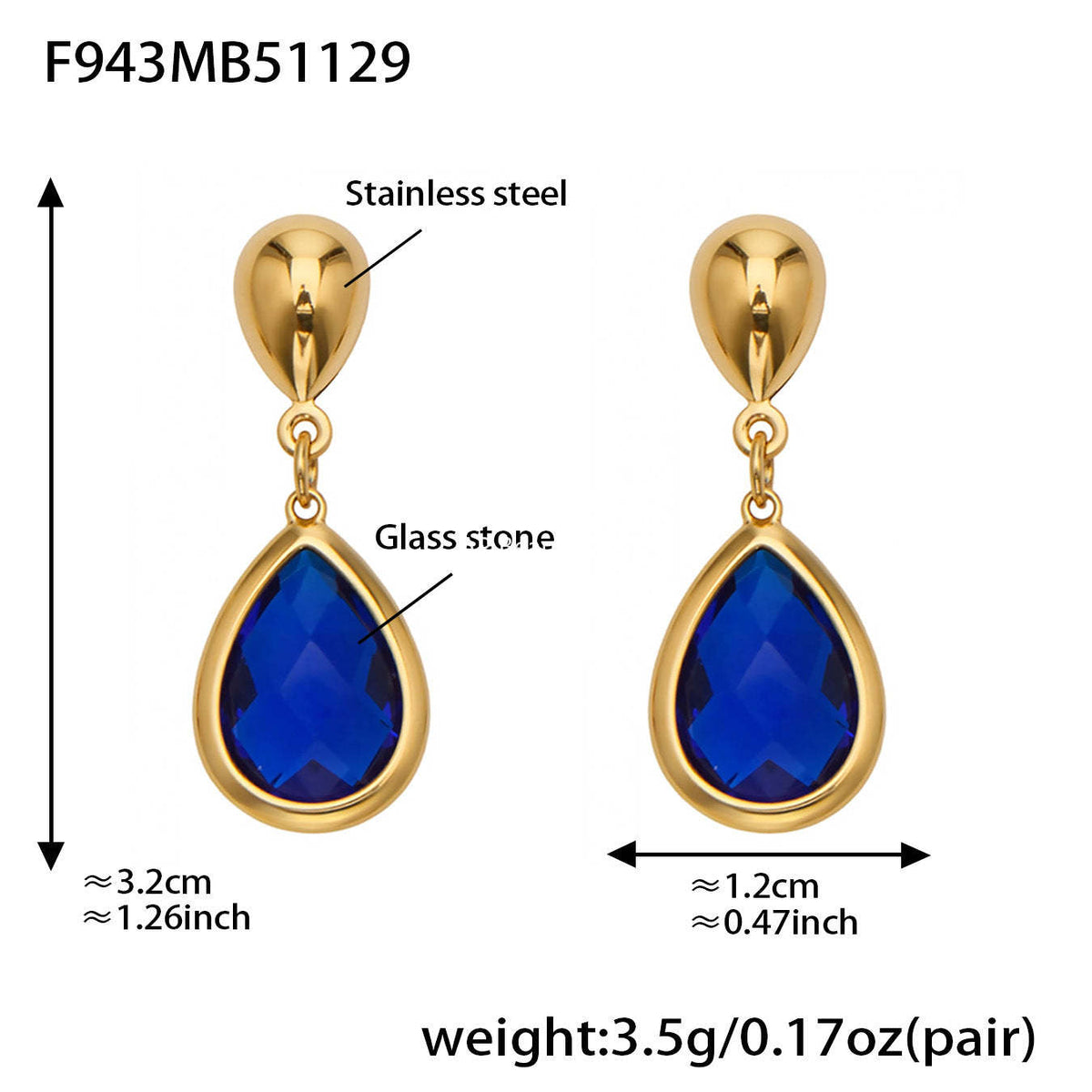D관 - 스테인리스 스틸 타원형 컷팅 글라스 스톤 18K도금 목걸이 팔찌 귀걸이 [TXP506] 25.12-1