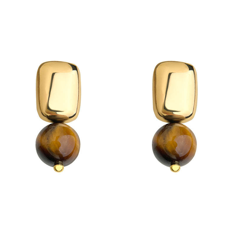 C관 - 925 은침 14K 도금 호안석 핸드메이드 귀걸이 [6947] 25.10-4