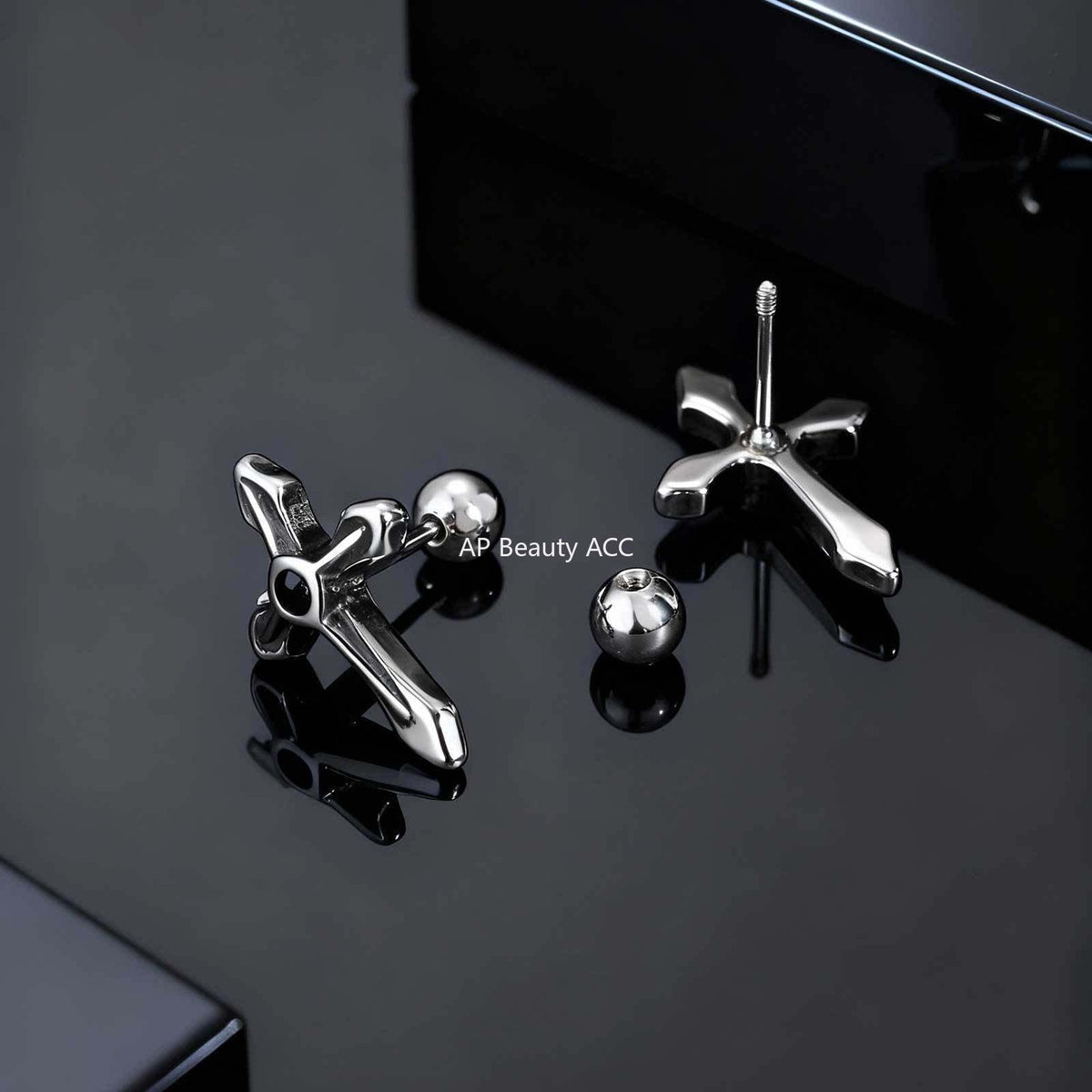 G관 - 스테인리스 스틸 십자가 피어싱 귀걸이 [ES-745] 25.12-2