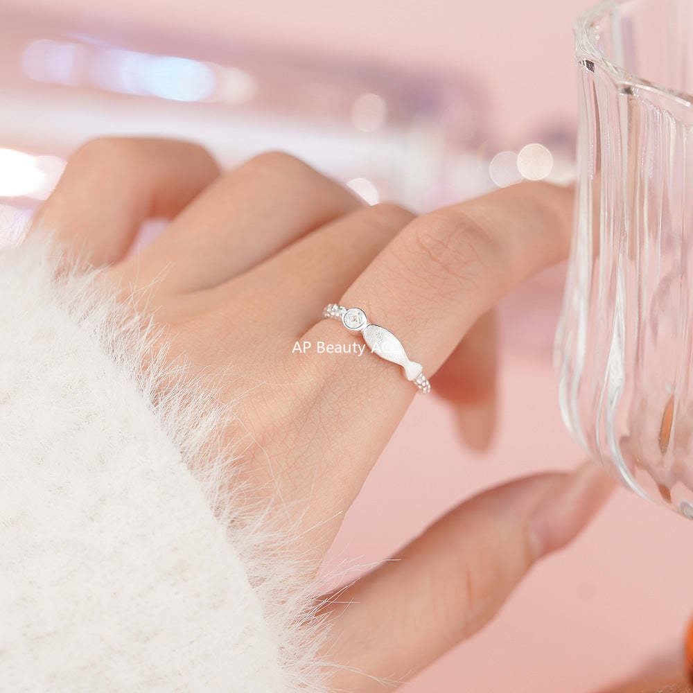 B관 - 999 실버 물고기 코인 큐빅 샌딩 반지 [YC4140R_1] 25.11-4