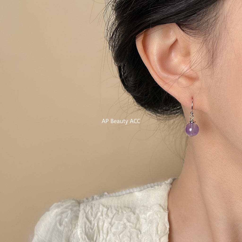 C관 - 천연석 자수정 심플 귀걸이 [5557-5564] 25.02-2