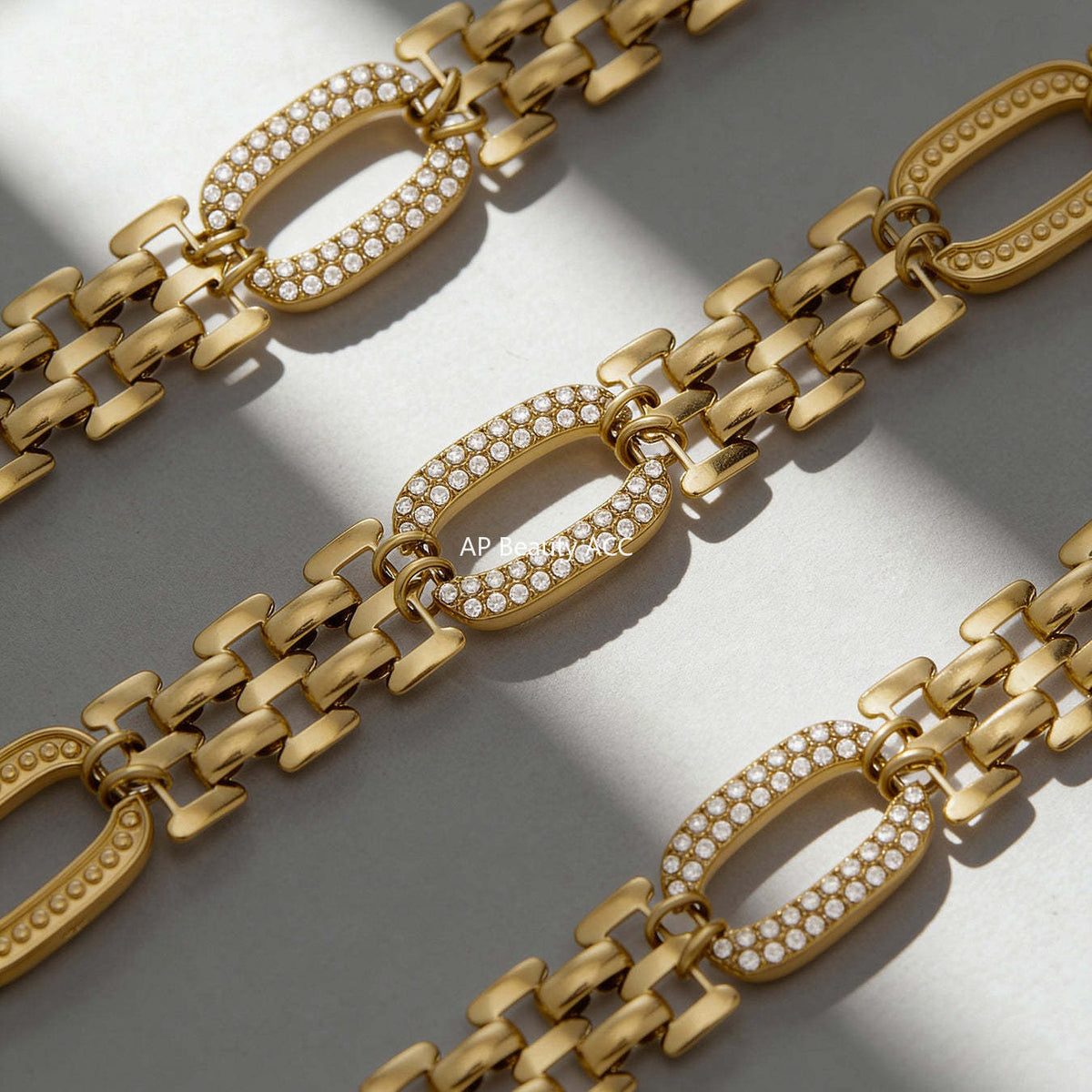 D관 - 스테인리스 스틸 18K 도금 큐빅 체인 팔찌 [E301] 25.12-3