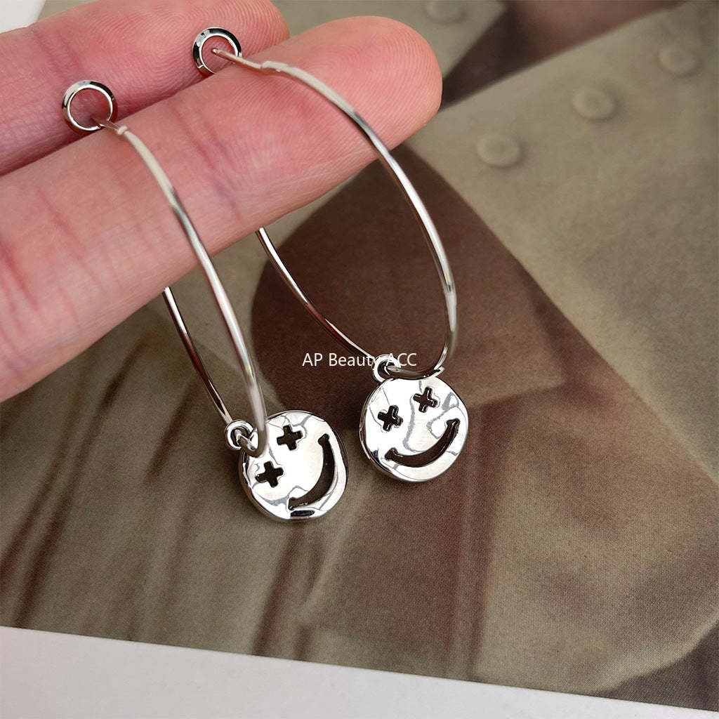C관 - 스마일 원형 은침 링 귀걸이 [5480] 25.02-1