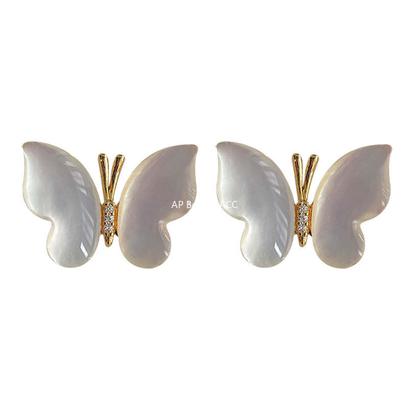 C관 - 진주 나비 미니 큐빅 스윗한 14K 도금 여름 귀걸이 [4500] 24.07-3