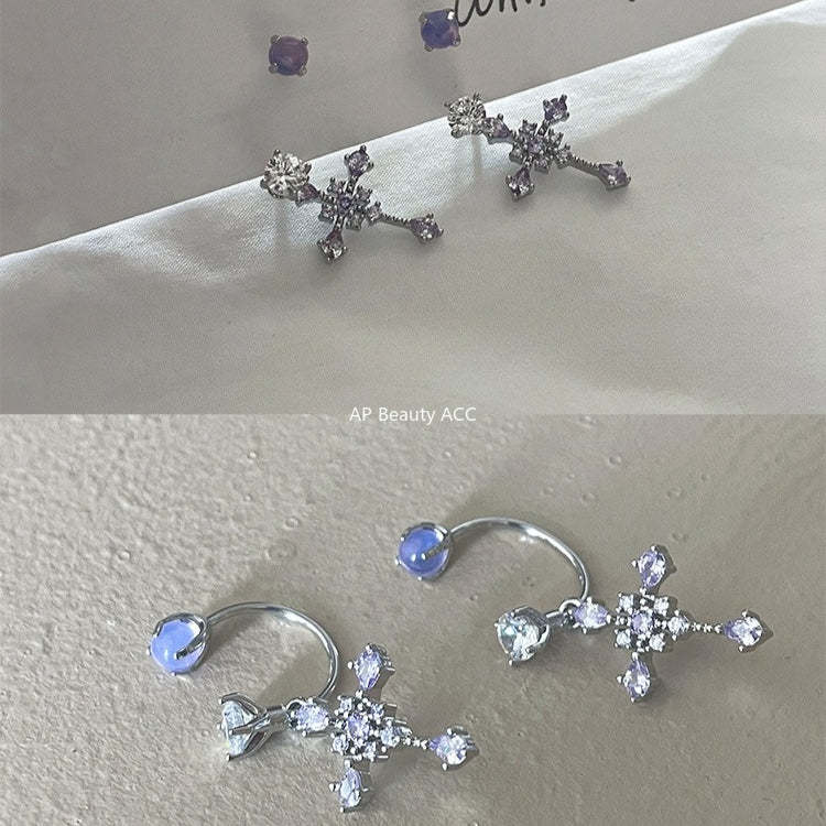 A관 - 큐빅 십자가 티타늄 스틸 귀걸이 [EH-4326] 25.12-2