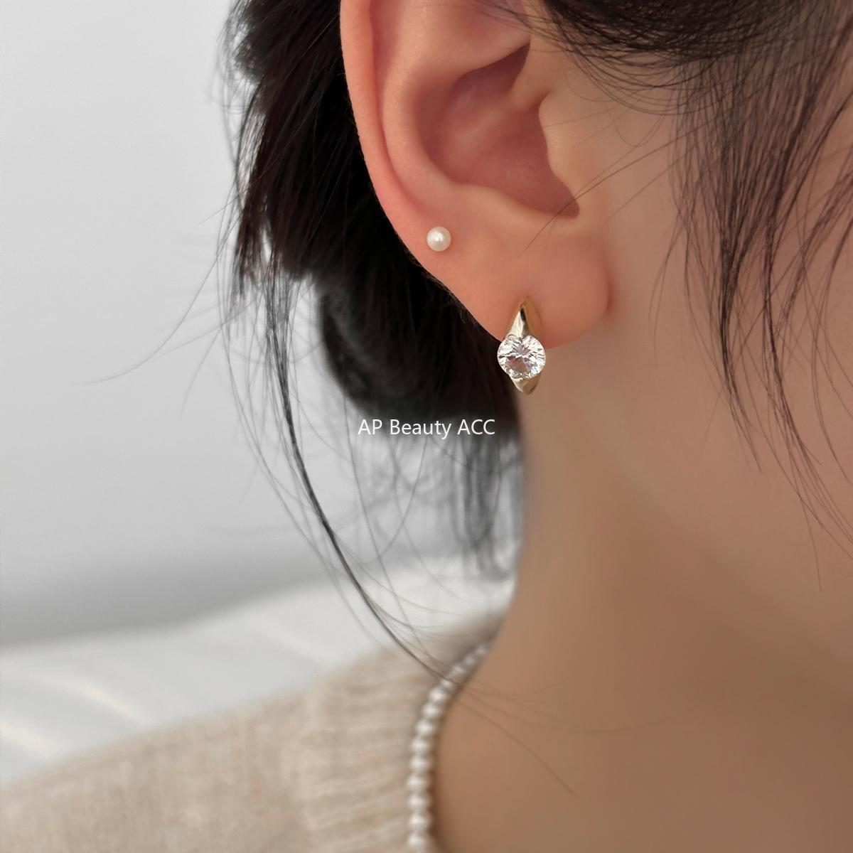 A관 - 큐빅 925 은침 링 후프 귀걸이 [EH-2549.SJ] 25.12-3