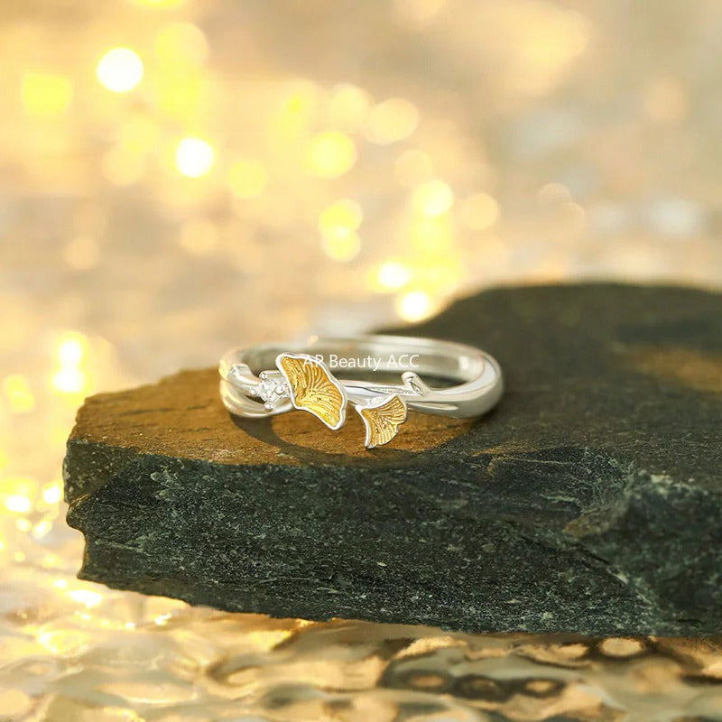 B관 - 999 실버 은행잎 디자인 커플 반지 [YC4856R_1] 25.10-3