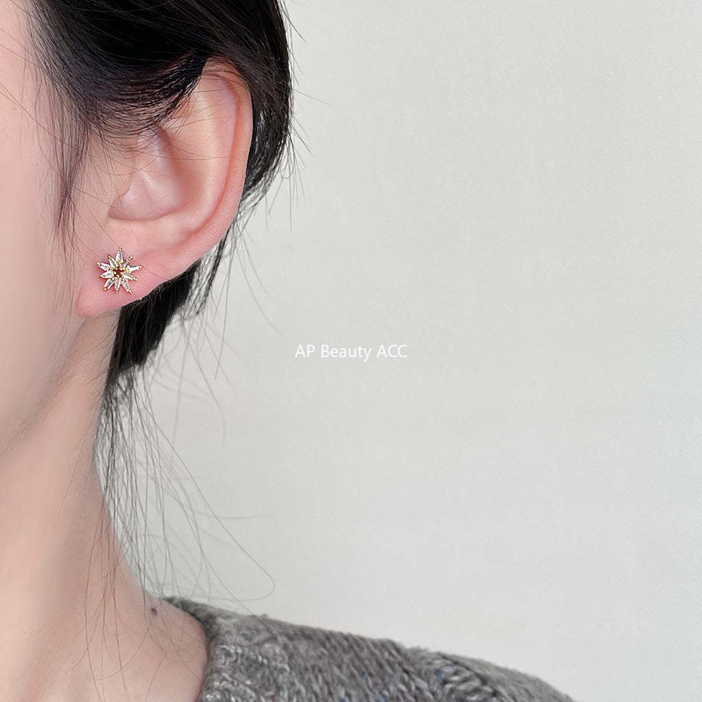 C관 - 미니 큐빅 기하학적 14K 도금 은침 인스타 귀걸이 [3737] 24.04-1