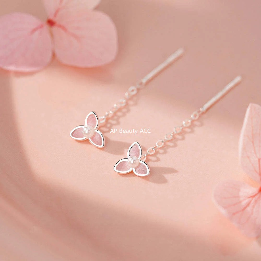 B관 - 999 실버 플라워 진주 귀걸이 [YC4125E_1] 25.12-1