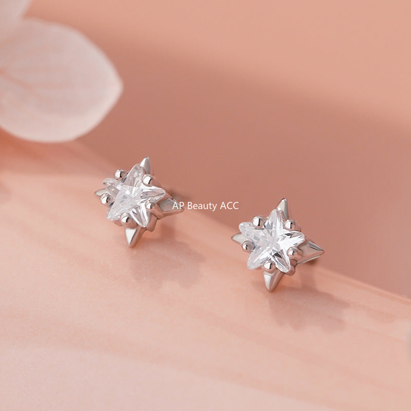 B관 - 999 실버 별 디자인 큐빅 스터드 귀걸이 [YC4910E_1] 25.11-2