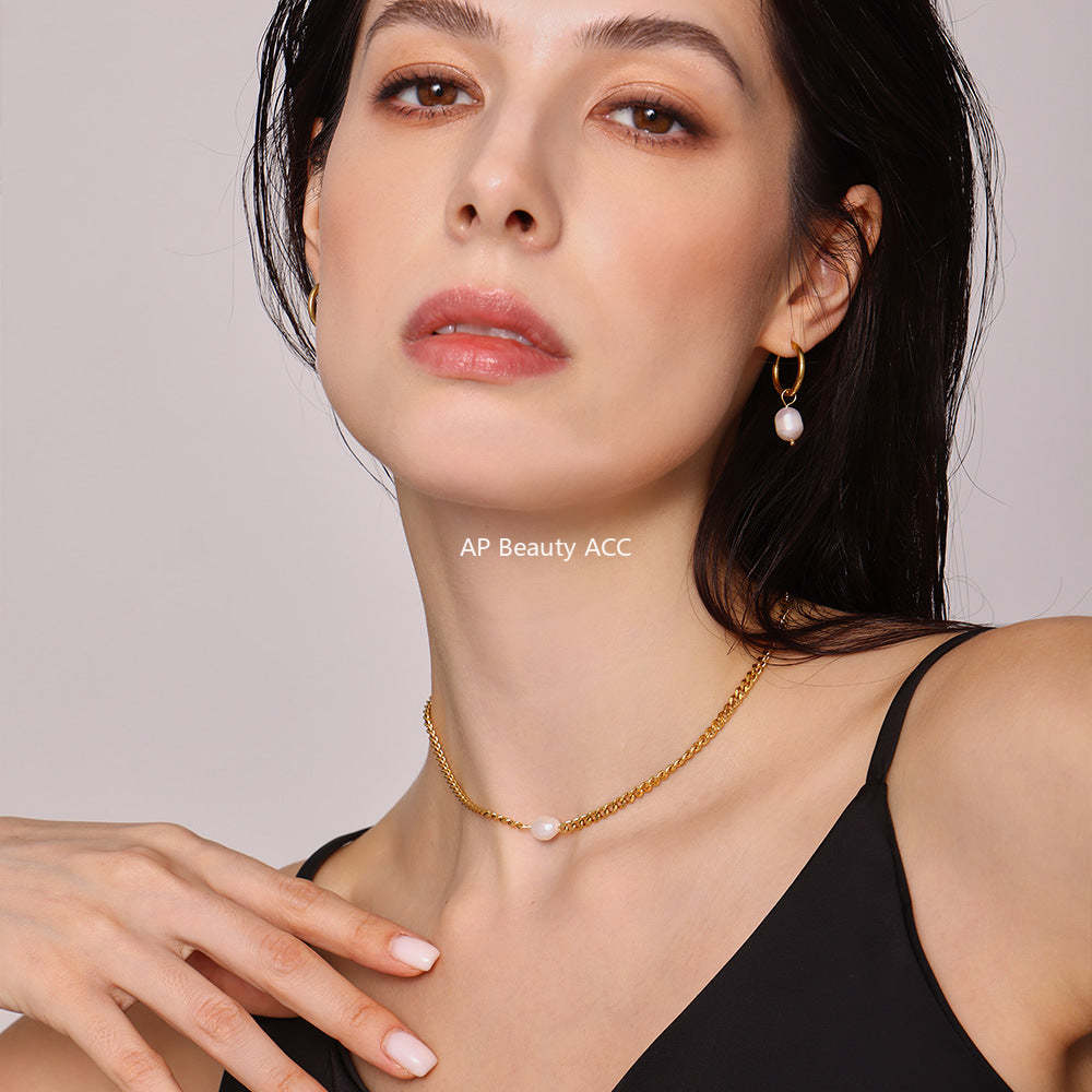D관 - 진주 스테인리스 스틸 18K 도금 목걸이 귀걸이 [P539-F340] 25.03-4