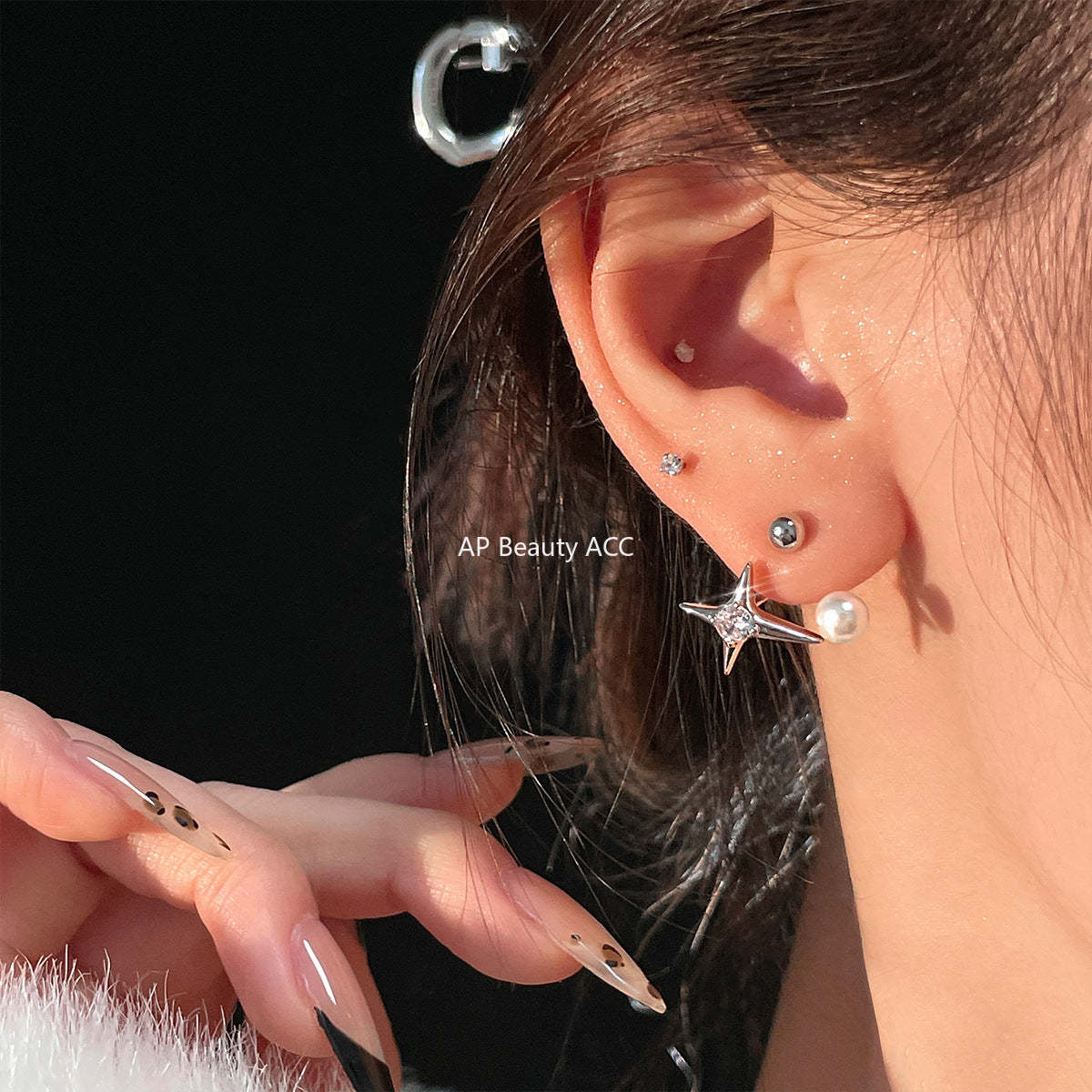 A관 - 925 은침 별 진주 큐빅 빈티지 귀걸이 [EH-3422] 25.03-3