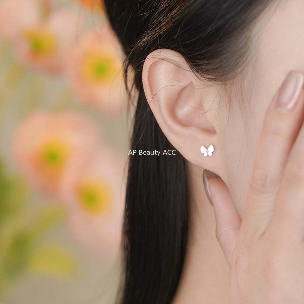B관 - 999 실버 심플 나비 모양 피어싱 귀걸이 [YC6506E_1] 25.11-4