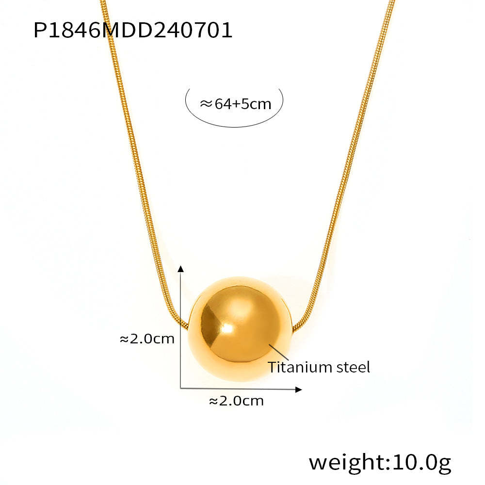D관 - 티타늄 스틸 18K 도금 볼 입체 펜던트 캐주얼 목걸이 [P1846] 24.07-1