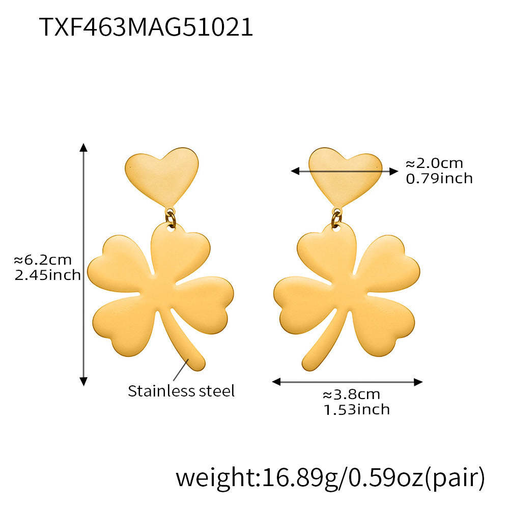 D관 - 스테인리스 18K 도금 하트 네잎 클로버 목걸이 귀걸이 반지 [TXP463] 25.10-5