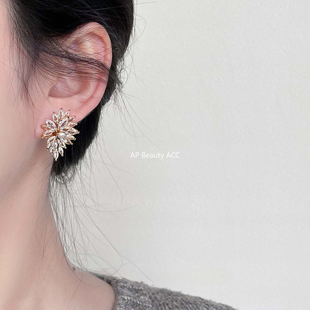 C관 - 14K 도금 고급스러운 미니 큐빅 은침 귀걸이 고급스러운 패셔너블한 밤나무 귀걸이 [3729] 24.04-2