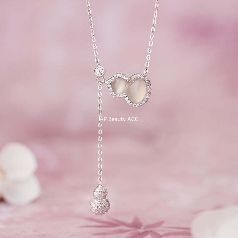 B관 - 925 실버 호리병 옥수 큐빅 펜던트 드롭 목걸이 [YC2023N_1] 25.10-5