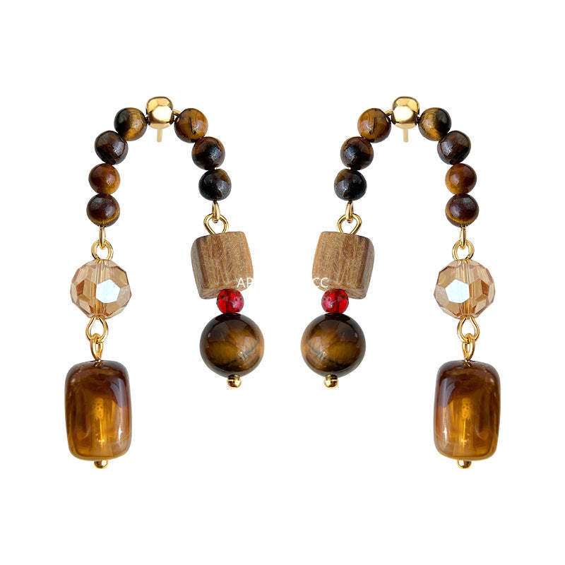 C관 - 핸드메이드 호안석 크리스탈 비즈 925 은침 귀걸이 [7116] 25.11-3