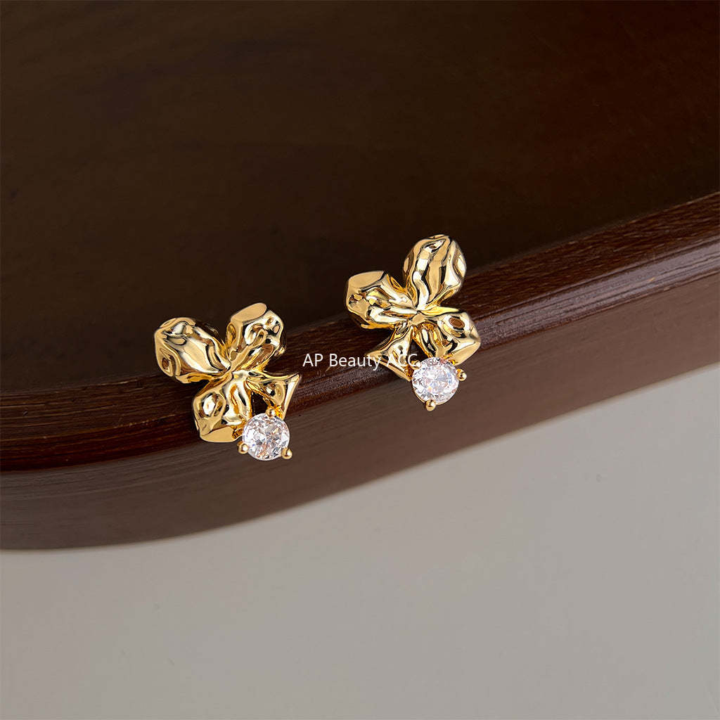 C관 - 925 은침 클로버 플라워 모양 큐빅 귀걸이 [7137] 25.12-1