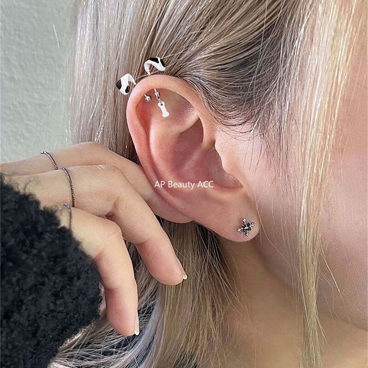 A관 - 티타늄 스틸 강아지 귀 디자인 피어싱 귀걸이 [EH-4086] 25.10-4