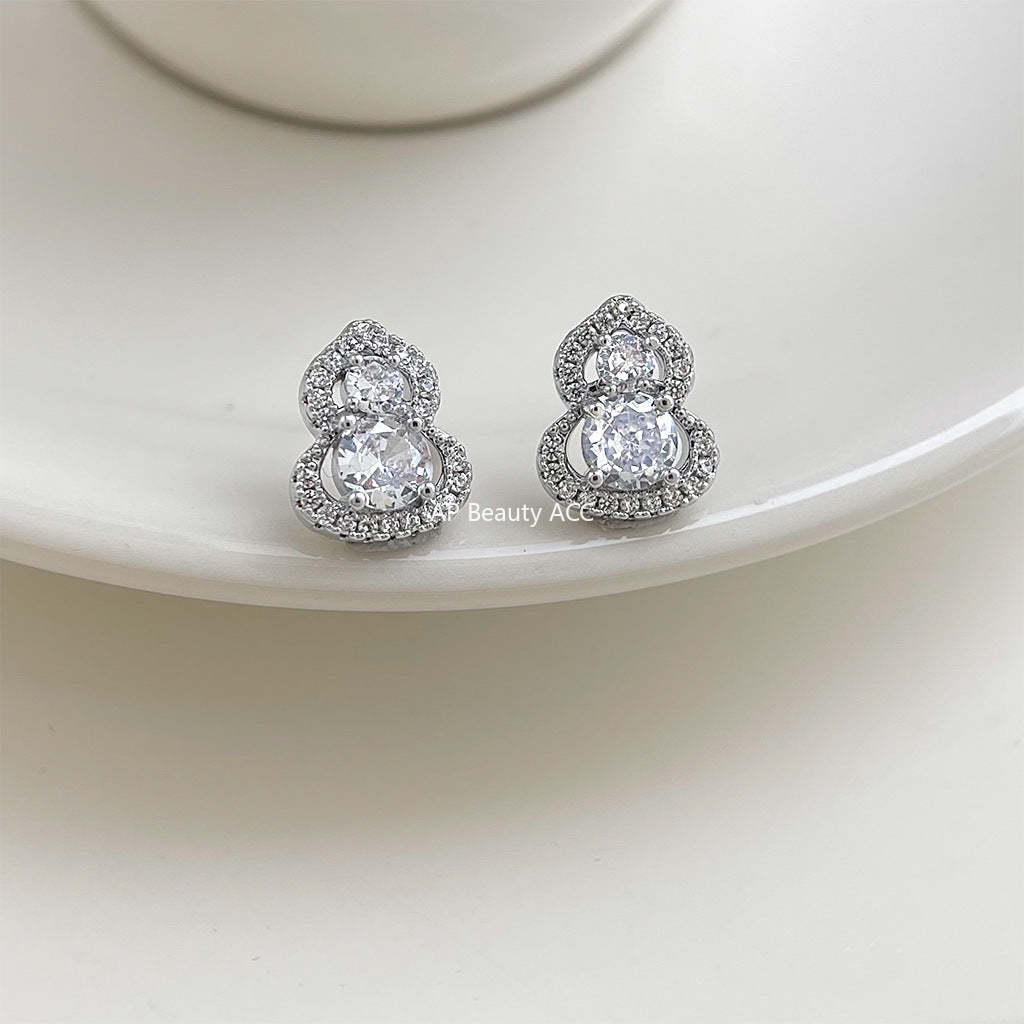 C관 - 호리병 모양 큐빅 925 은침 귀걸이 [7199] 25.12-1