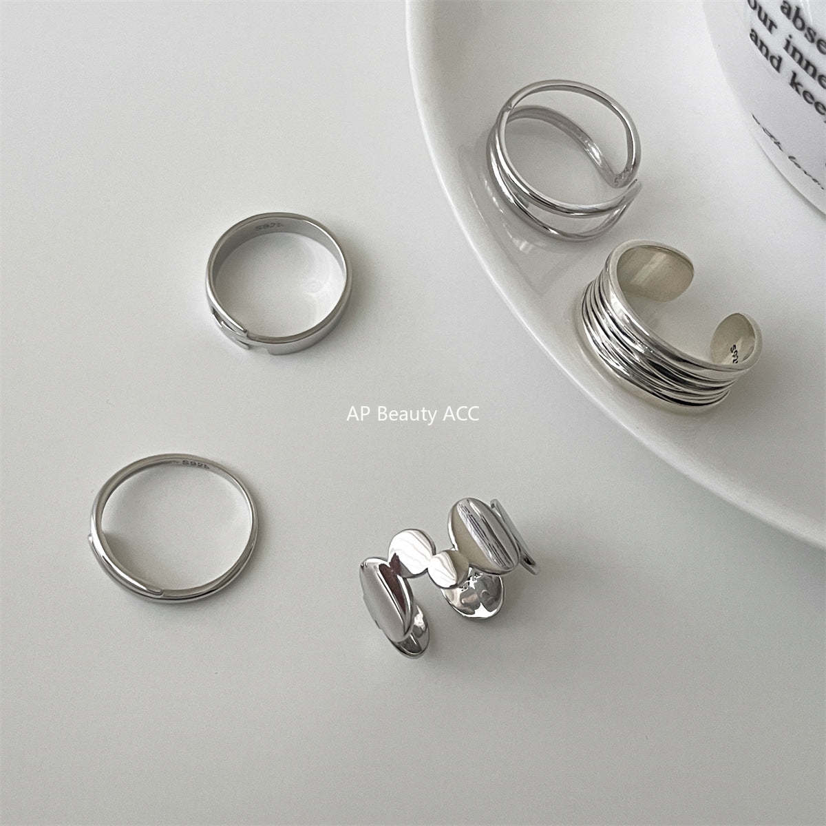 A관 - 925 실버 레이어드 디자인 오픈형 반지 [JZ-0166] 25.01-2