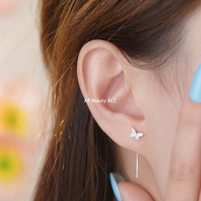 B관 - 999 실버 나비 U자형 드롭 피어싱 귀걸이 [YC2615E_1] 25.10-1