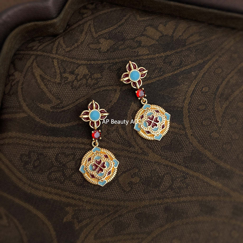 C관 - 925 은침 핸드페인팅 문양 귀걸이 [7038] 25.11-1