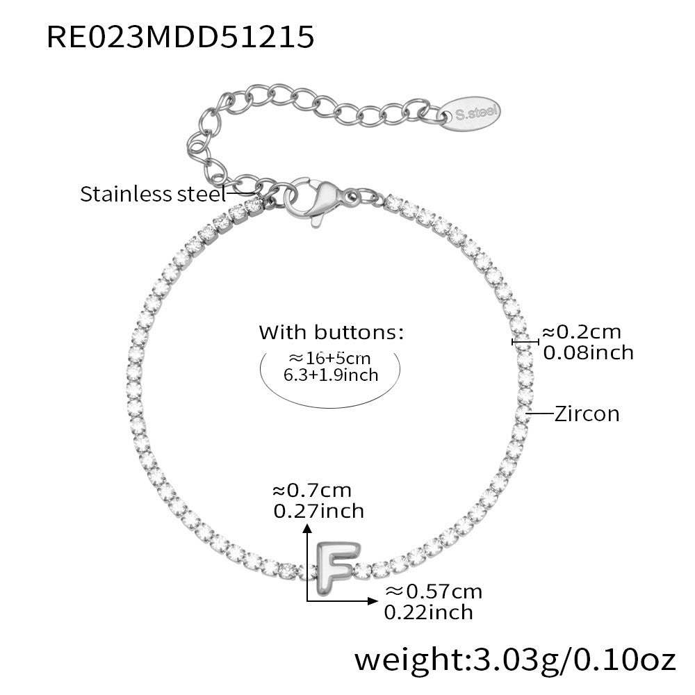 D관 - 스테인리스 스틸 18K 도금 알파벳 큐빅 팔찌 [RE023] 25.12-3