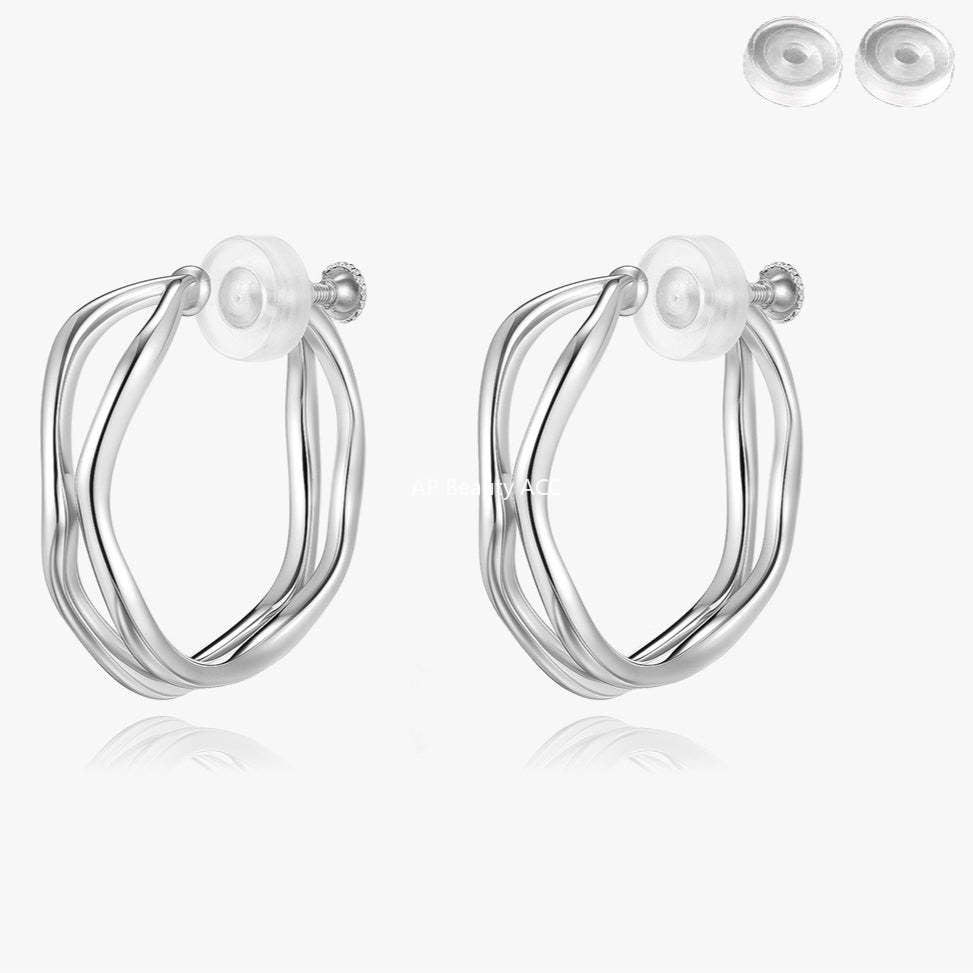 A관 - 불규칙 더블 레이어 귀찌 귀걸이 [EJ-60] 25.12-3