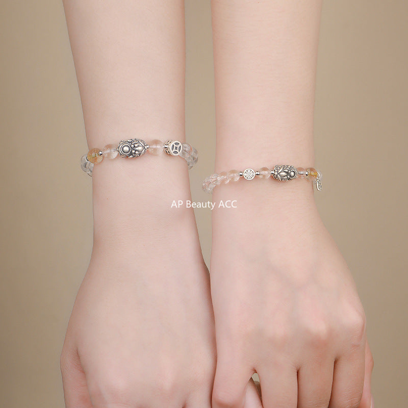 B관 - 999 실버 빈티지 행운 비즈 커플 팔찌 [YC4444SL_1] 25.10-3